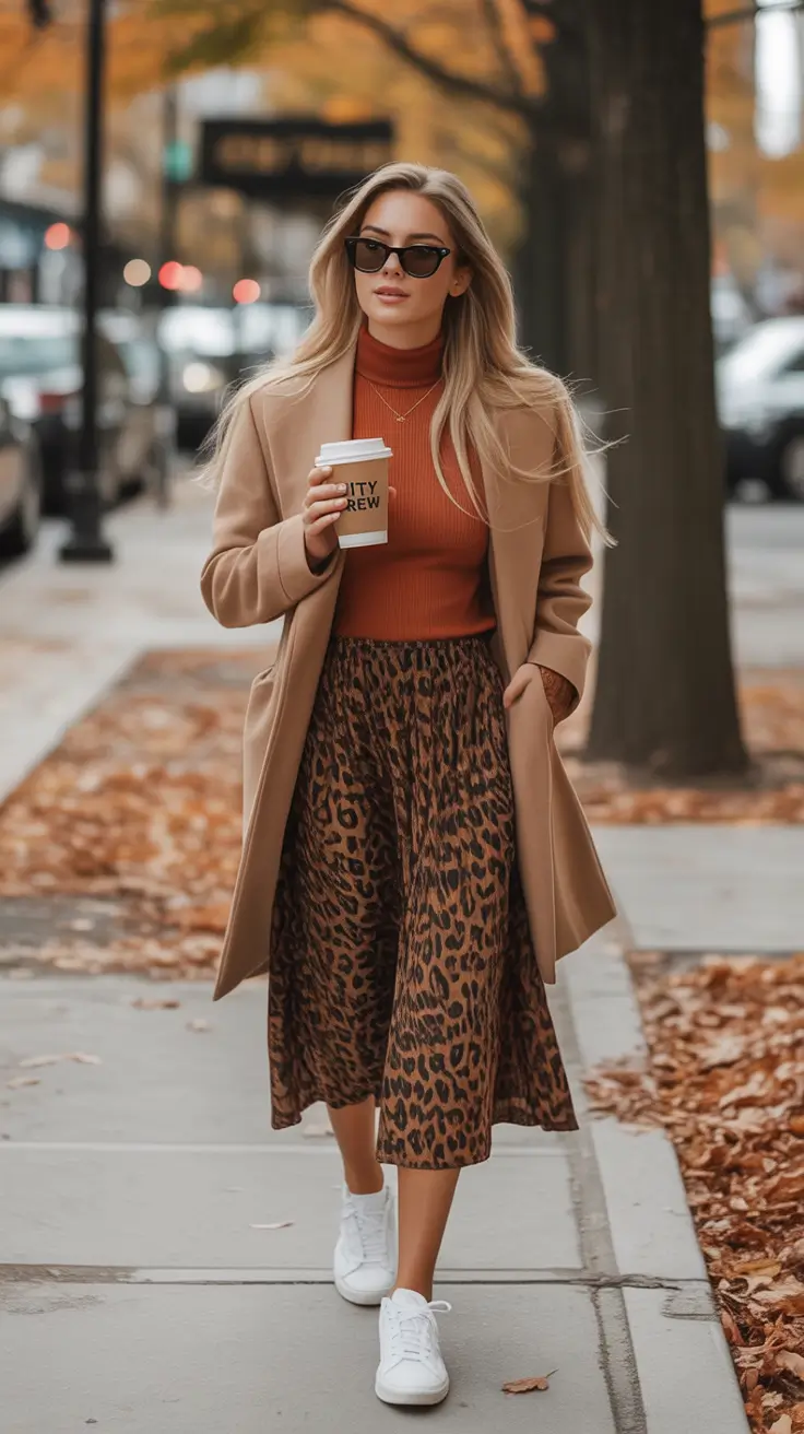 mom-outfits-for-fall-Chic Animal Print for Leafy Streets
