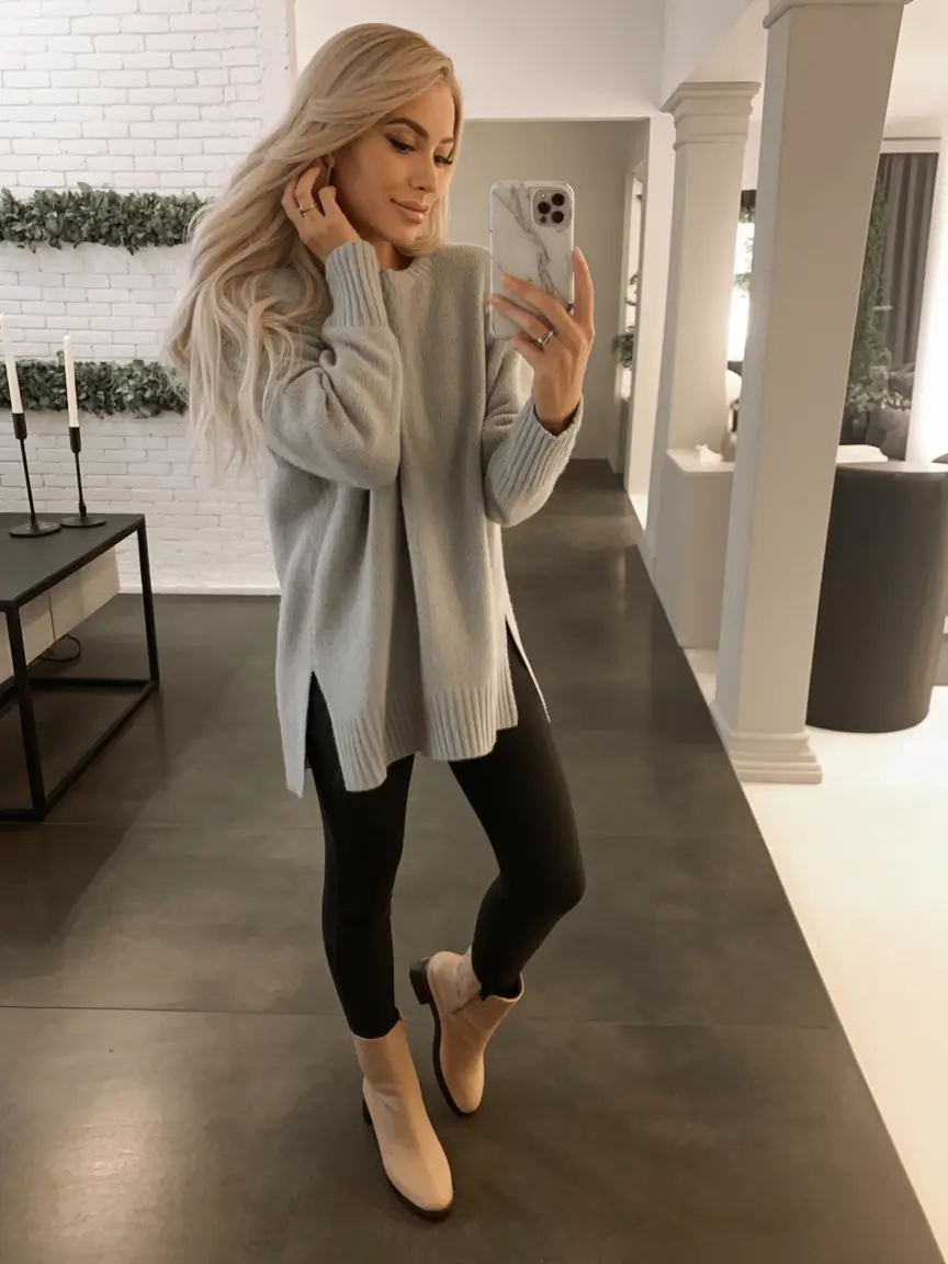 mom-outfits-for-fall-Muted Comfort With Scandinavian Influence