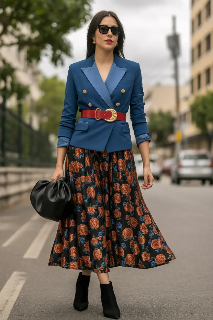 fall fashion outfits Vintage Drama in Navy & Rose