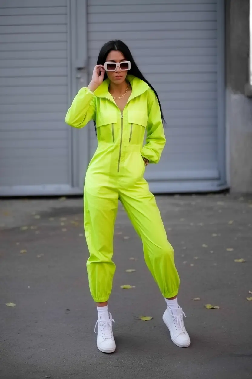 fall fashion trends for women 2025+Street Chic in Neon Green