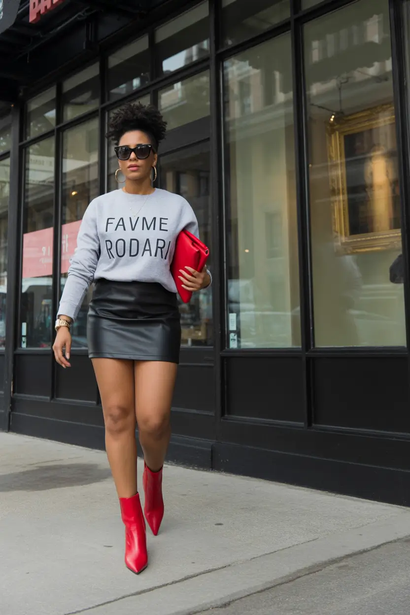 fall fashion trends for women 2025+Bold Contrast: Leather and Lettering