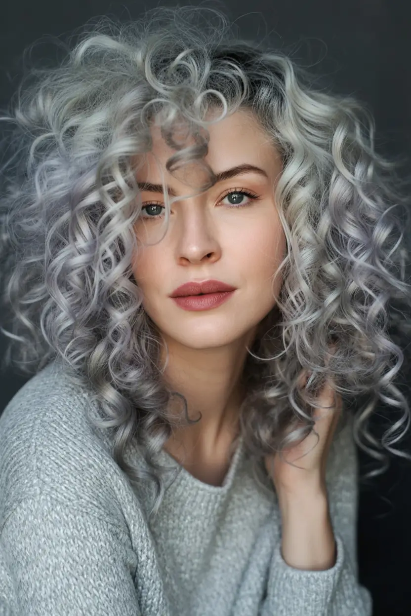 Fall hair color for blondes Silver-Lavender Curls That Glow
