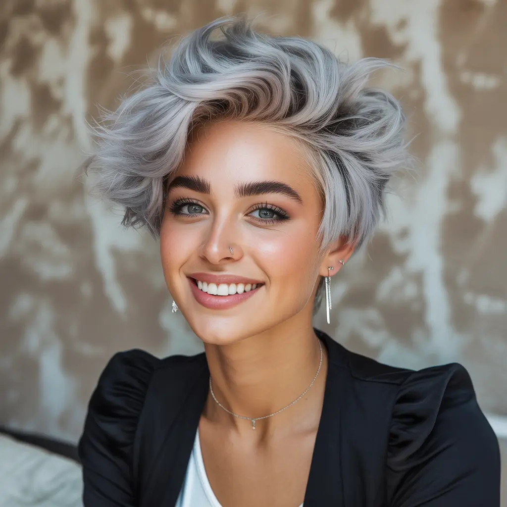Fall hair color for blondes Lavender-Toned Silver for a Cool, Sculptural Look