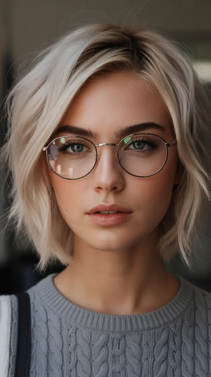 Fall hair color for blondes Piecey Cream Blonde Bob With Natural Depth