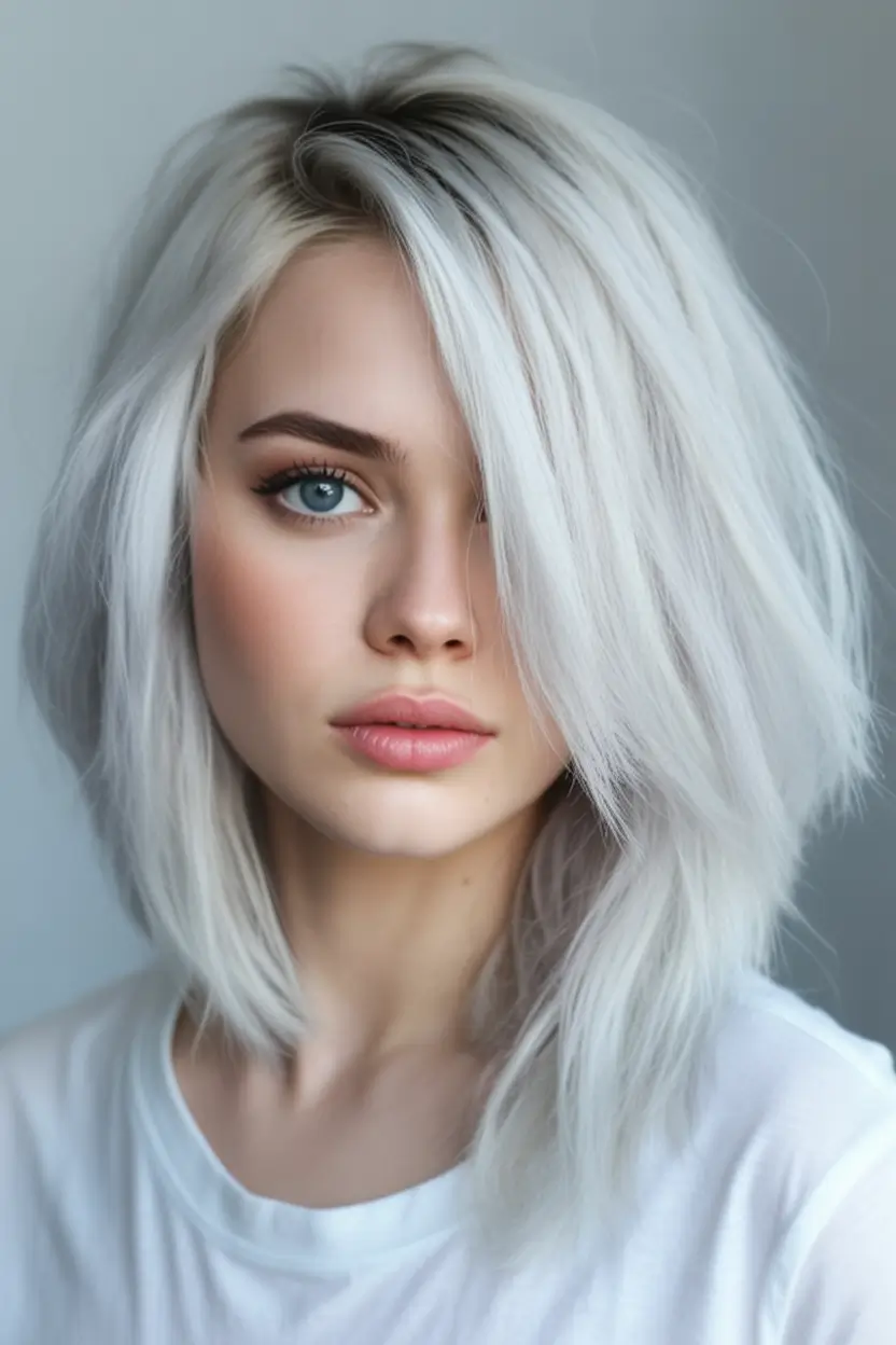 Fall hair color for blondes Icy Platinum for Medium-Length Drama