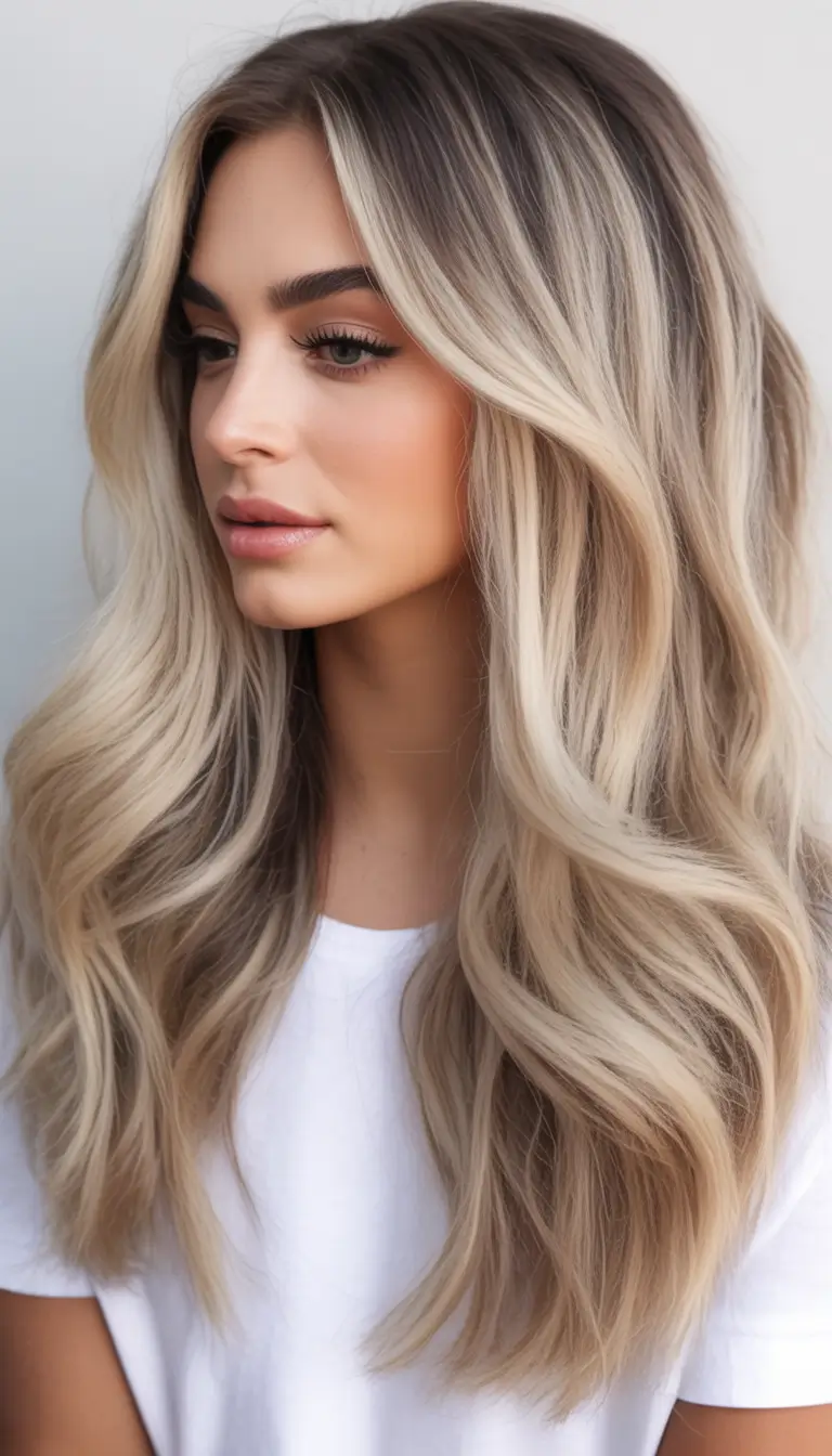 Fall hair color for blondes Face-Framing Icy Blonde Balayage