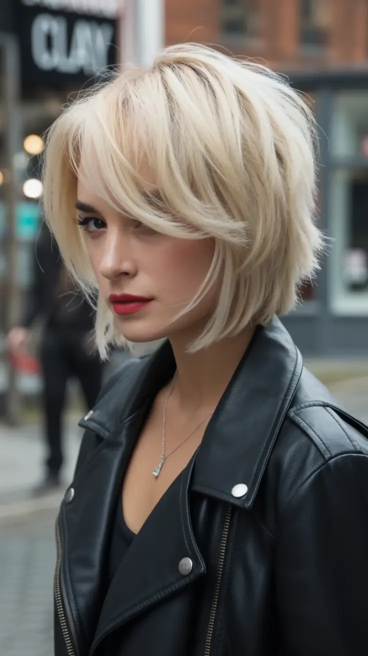 Fall hair color for blondes Short Bob with Lived-In Blonde and Dark Roots