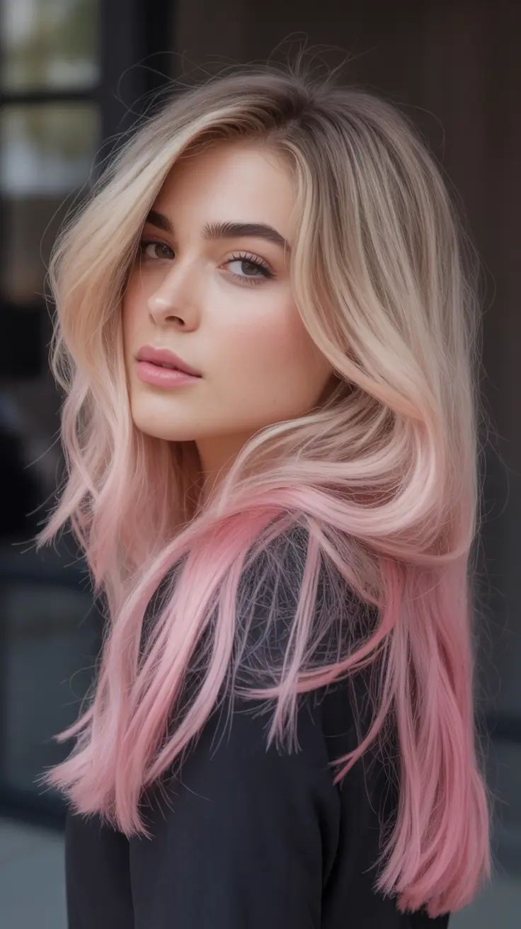 Fall hair color for blondes Two-Tone Blonde With Cotton Candy Ends