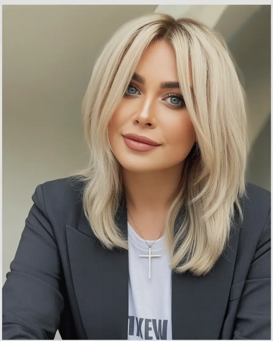 Fall hair color for blondes Layered Cream Blonde for Office-to-Dinner Chic