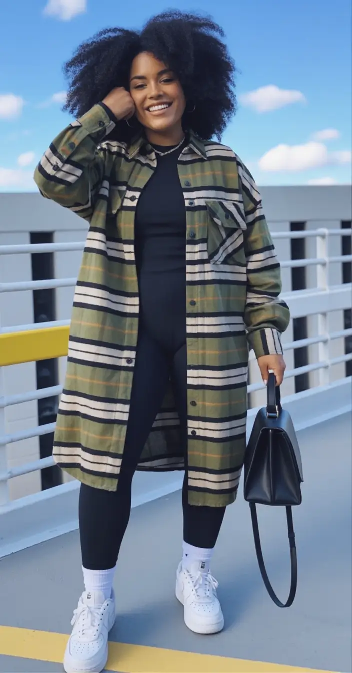 fall outfits for black women+Urban Layers with a Flannel Punch
