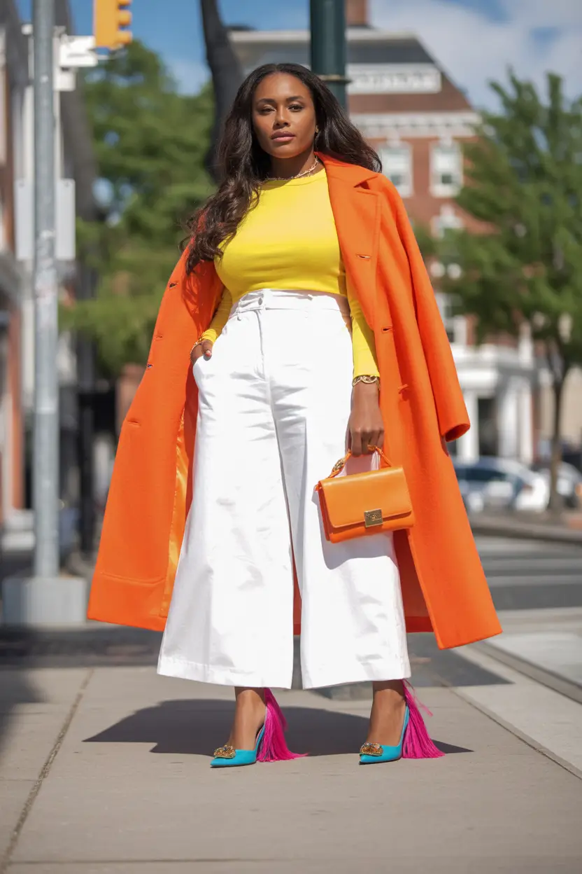 fall outfits for black women+Color Clash Queen