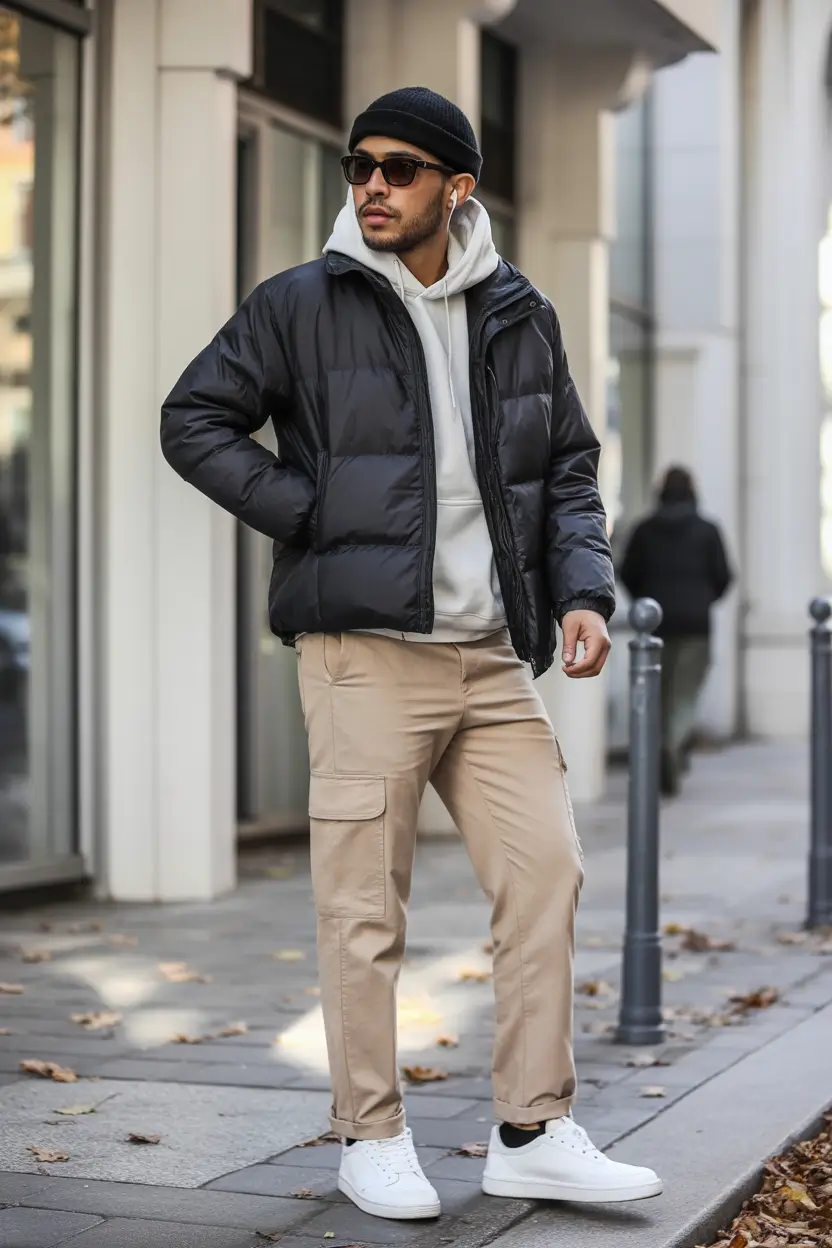 fall outfits for men+Streetproof Puffer with Laid-Back Staples