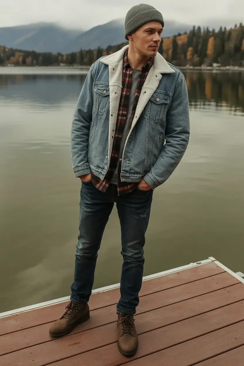 fall outfits for men+Lakeside Layers with Rugged Denim