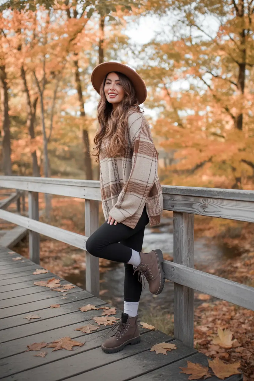 fall outfits ideas 2025 Checked and Cozy on the Trail