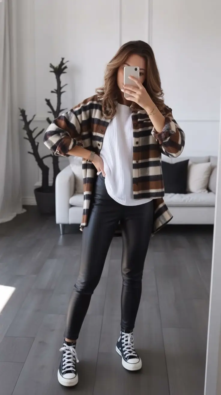 fall outfits ideas 2025 Edgy Layers with a Flannel Twist
