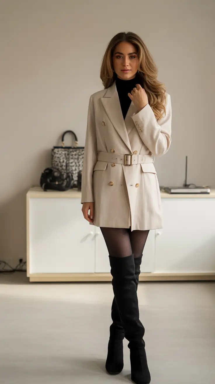 fall outfits with boots 2025 Tailored Neutral With a Sultry Finish