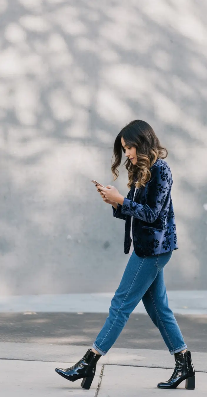 fall outfits with jeans 2025 Velvet and Denim Unexpectedly Luxe