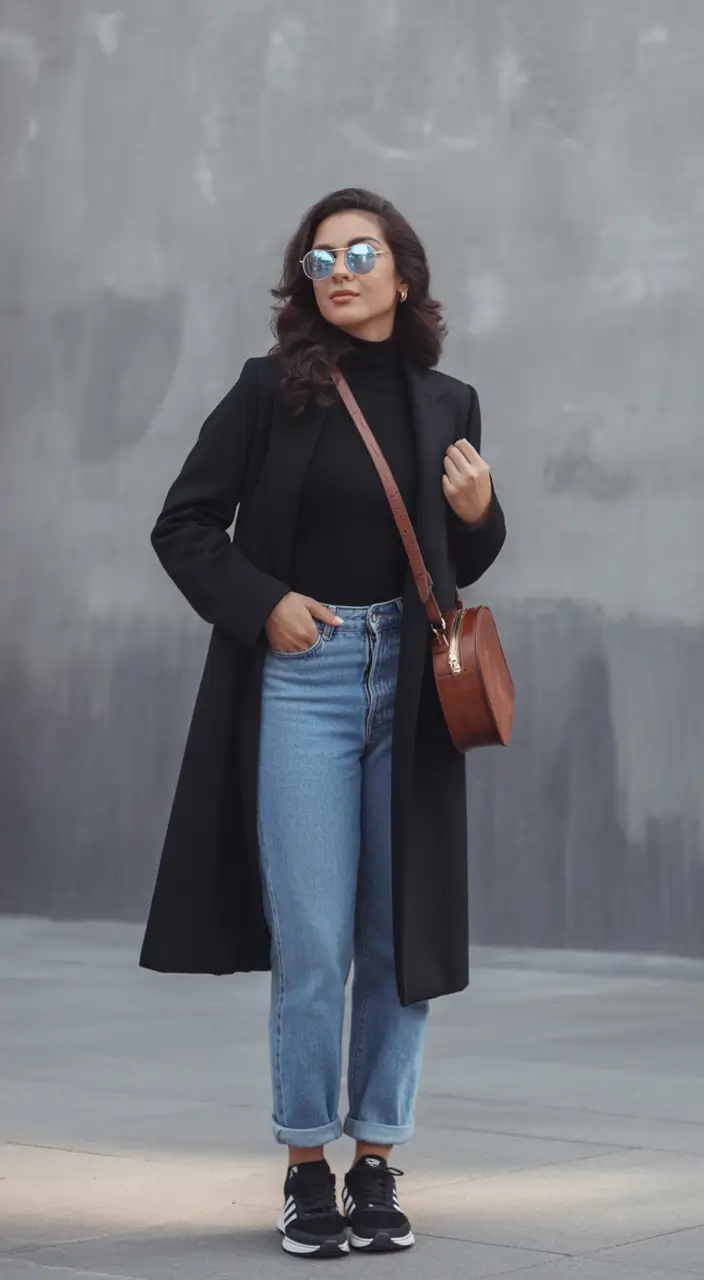 fall outfits with jeans 2025 Sporty Noir With a Sleek Silhouette