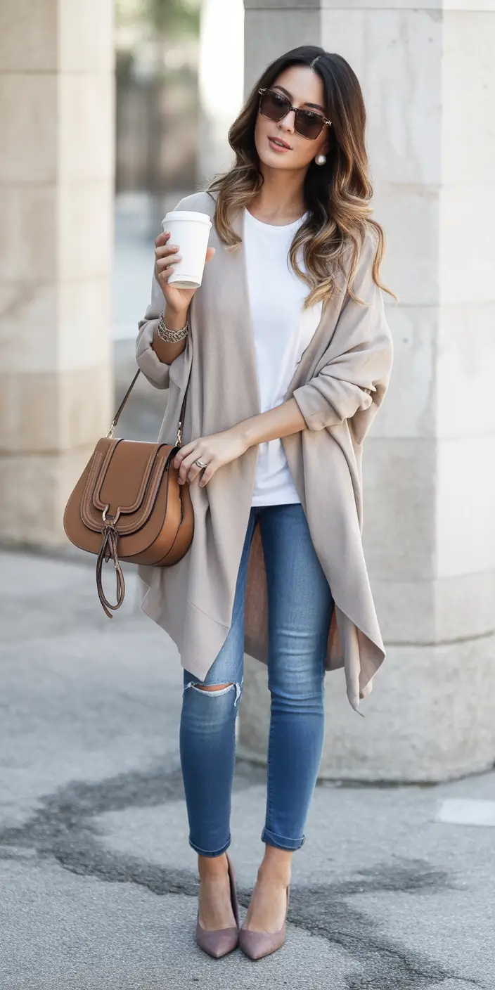 fall outfits with jeans 2025 The Taupe Cardigan You’ll Live In All Season