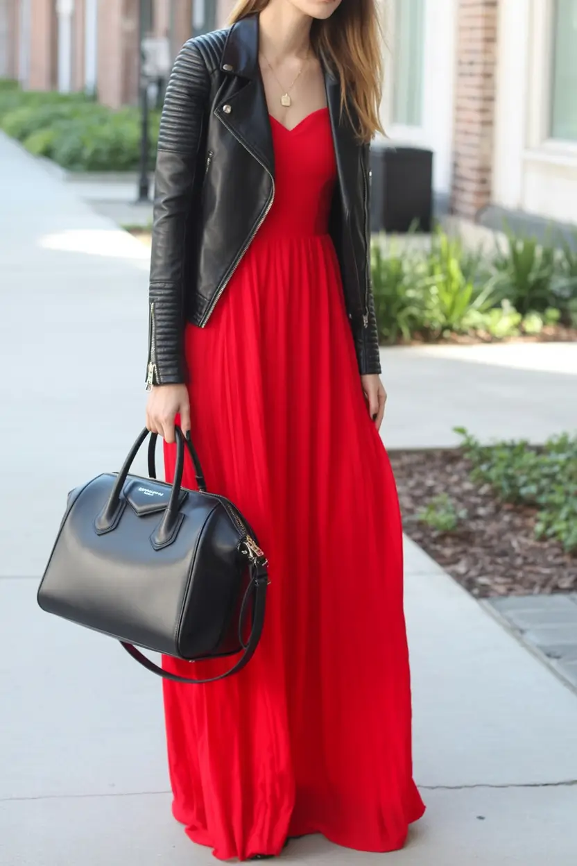 fall transition outfits Red Romance with an Edge
