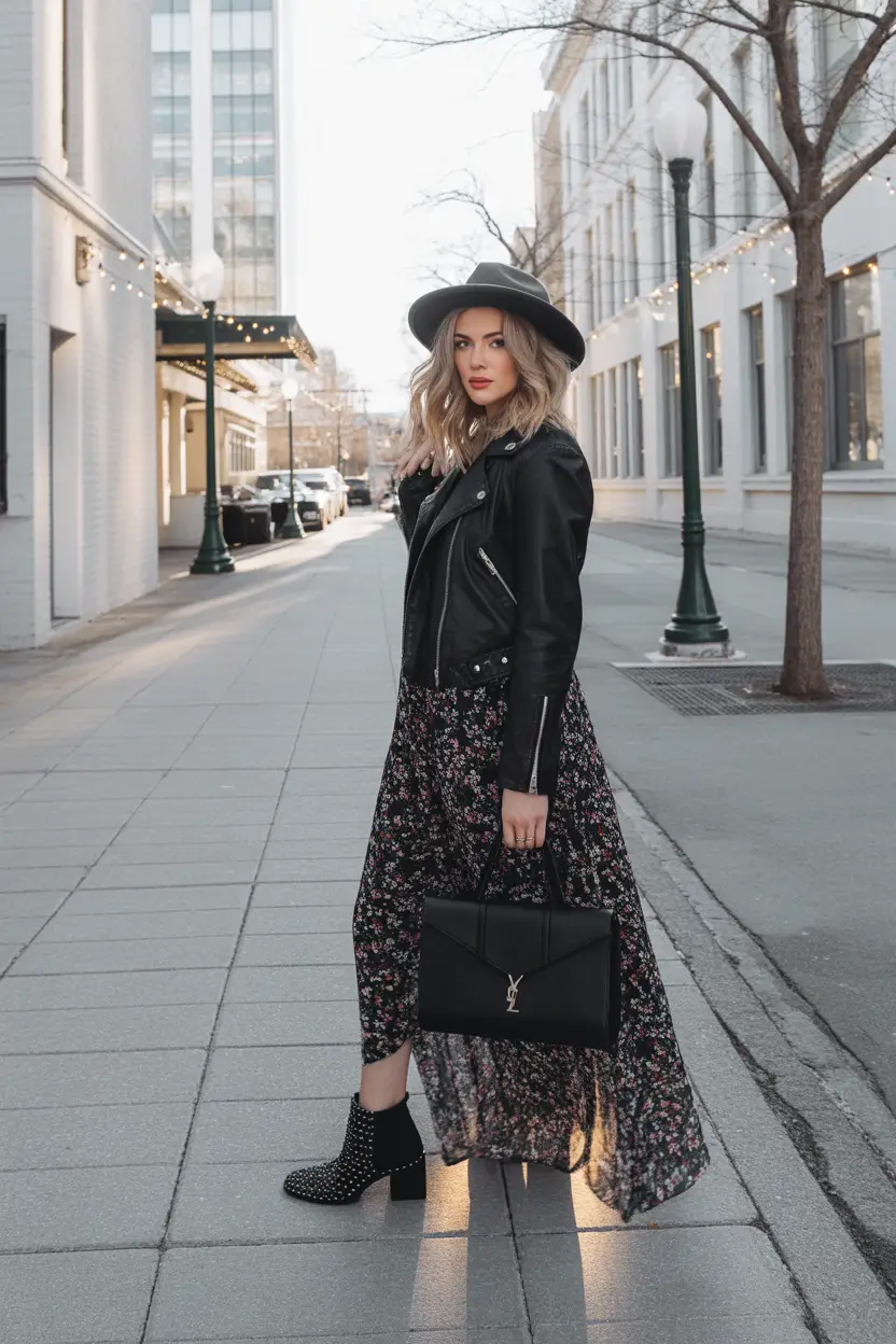 fall transition outfits Boho Noir with a City Twist