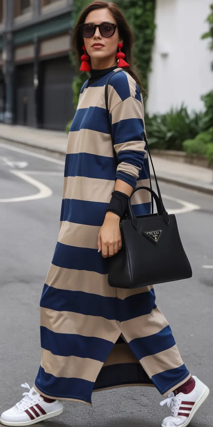 fall transition outfits Playful Stripes Meet Urban Cool
