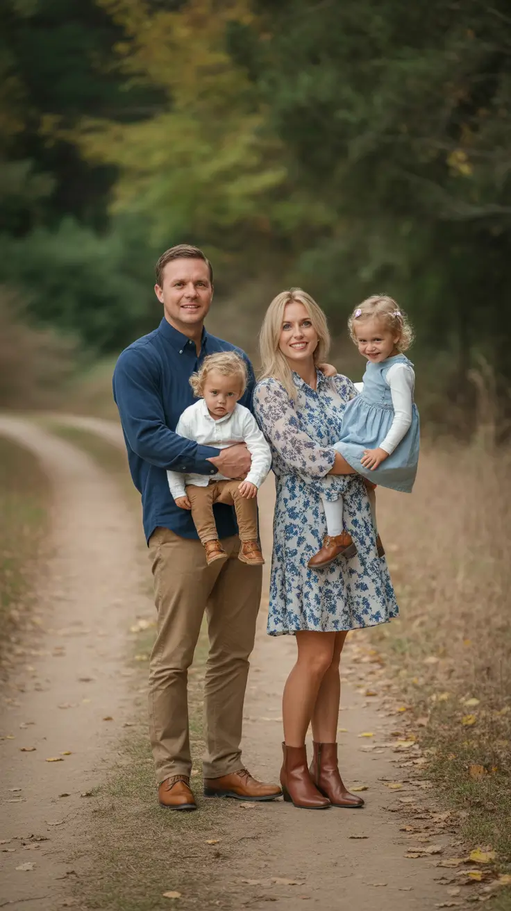 fall family photo outfits Vintage Blues and Wildflower Vibes