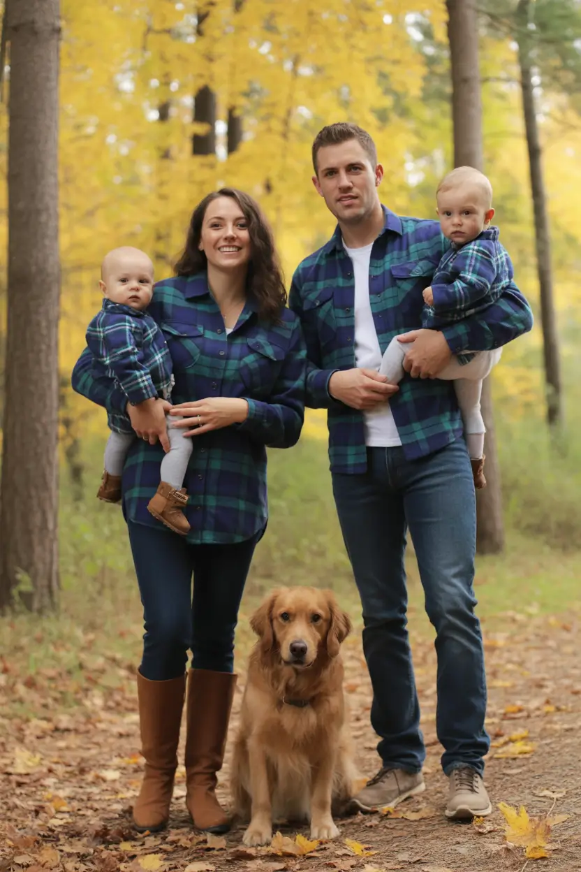 fall family photo outfits Plaid in the Pines