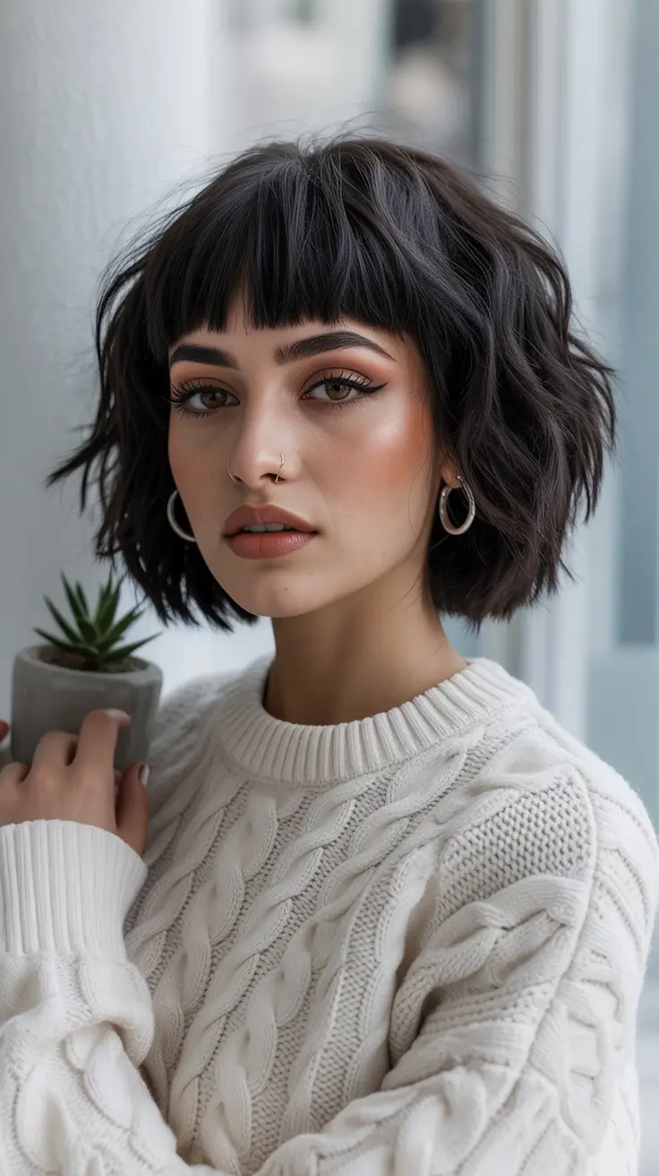 August haircut Choppy Bob with Baby Bangs