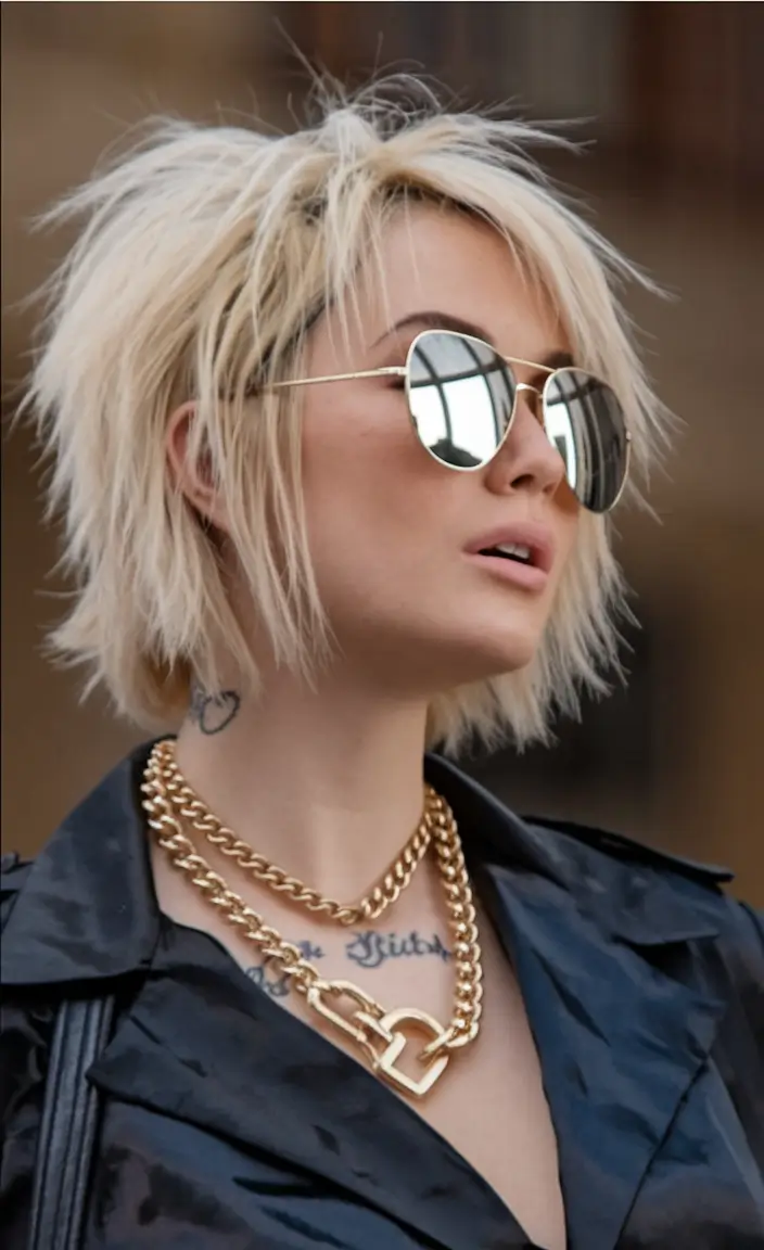 August haircut Shaggy Blonde Bob with Razor Ends