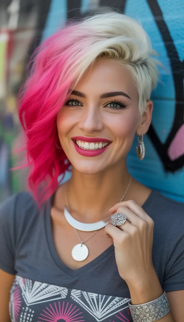 Fall hair color Platinum Pink Undercut