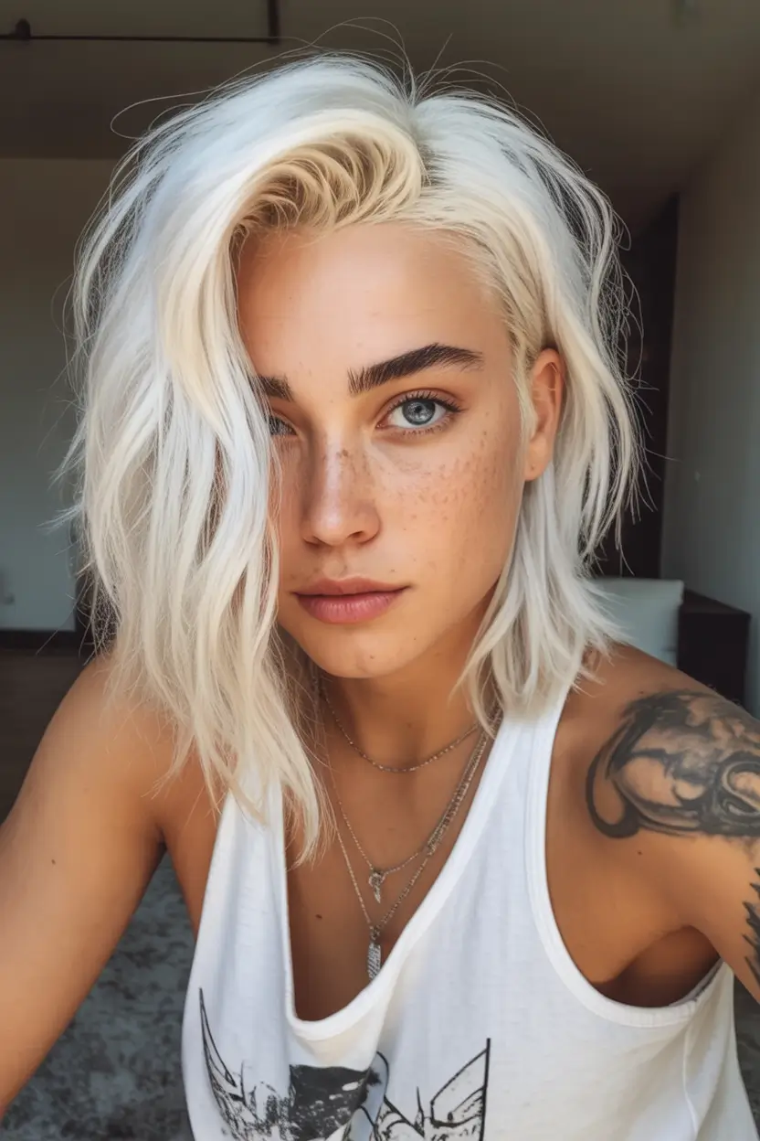 Fall hair color Platinum Rock Lob