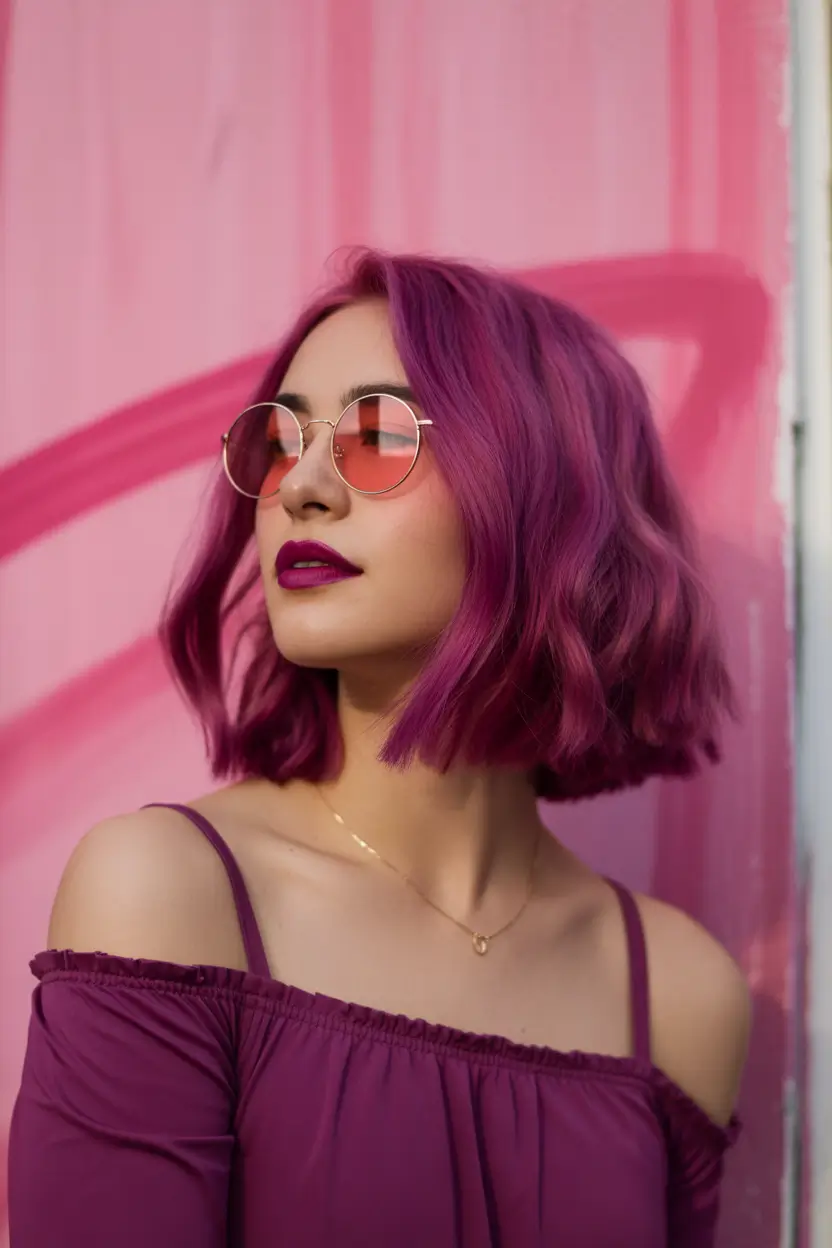 Fall hair color Berry Mauve Bob