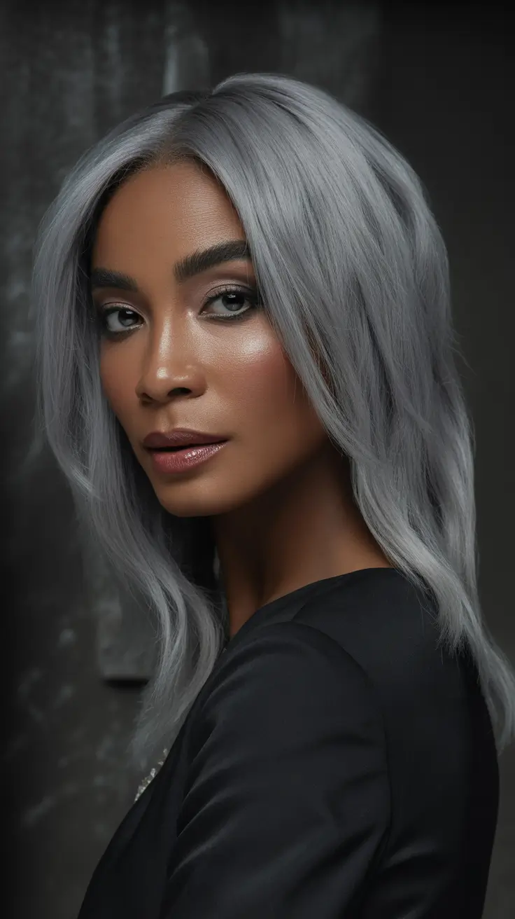 Fall hair color Silver Smoke Length