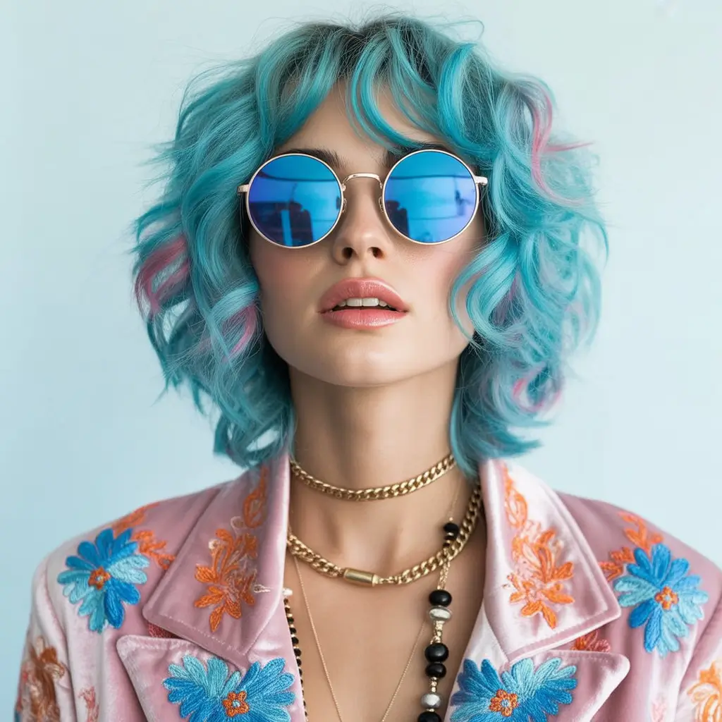 Fall hair color Blue Raspberry Curls