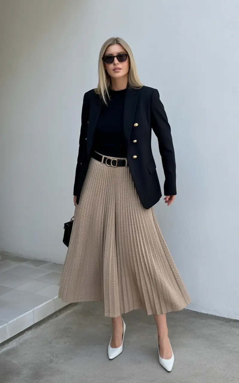 early fall outfits Polished Power: The New Neutrals