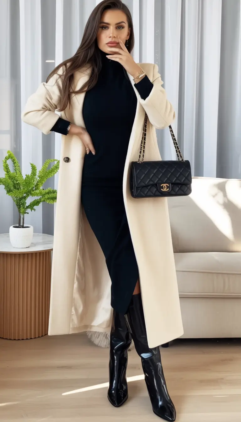 early fall outfits Classic Contrast: Cream on Midnight