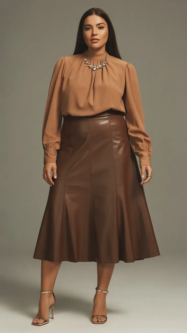 fall-skirt-outfits-Monochrome-Luxe-in-Shades-of-Brown