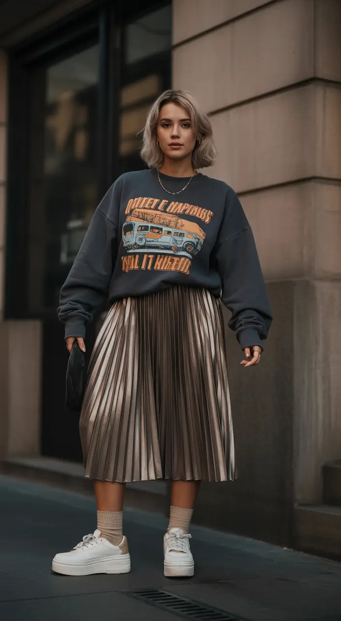 fall-skirt-outfits-Metallic-Movement-Meets-Street-Style-Cool