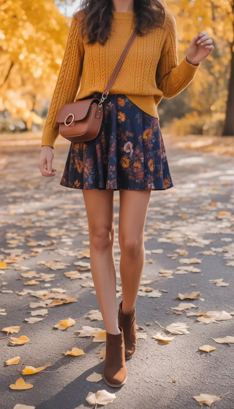 fall-skirt-outfits-Golden-Hour-Florals-and-Knit-Layers