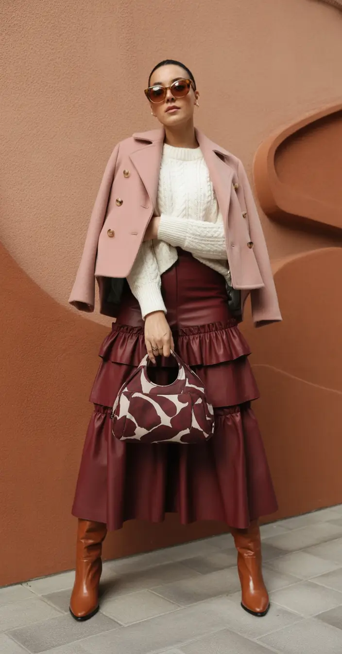 layering for fall outfits Romantic Layers in Rosé and Merlot