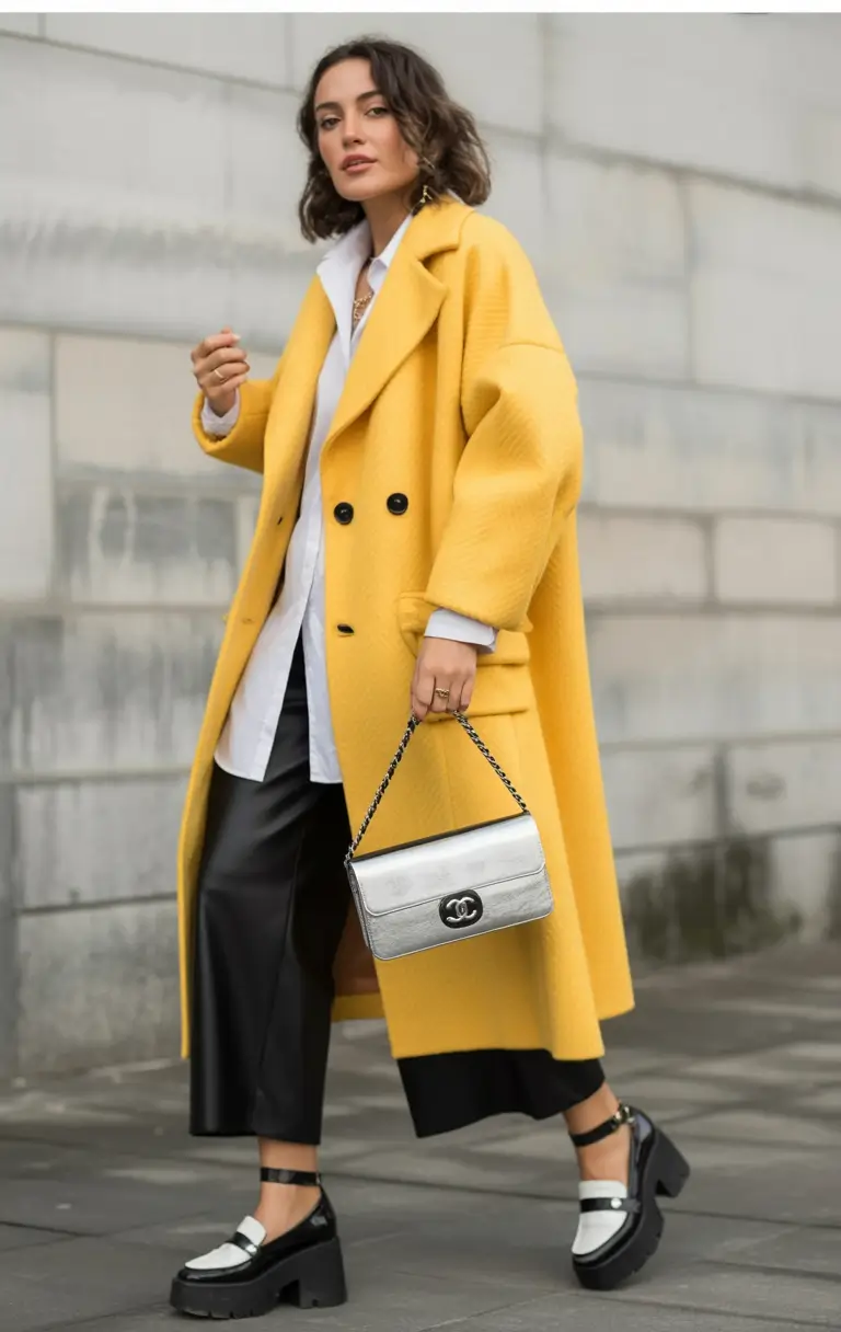 layering for fall outfits Sunbeam Statement with Monochrome Layers