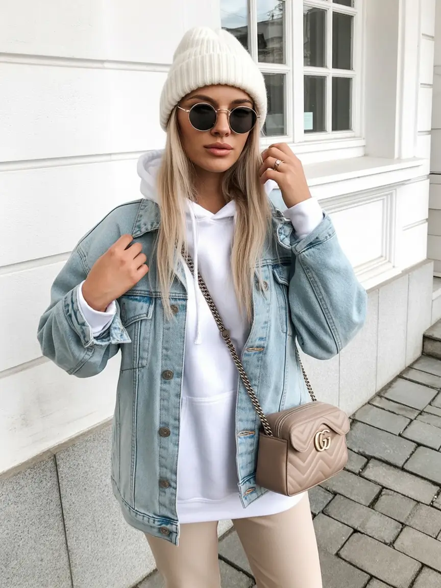 layering for fall outfits Sporty Blonde Energy With a Cozy Twist