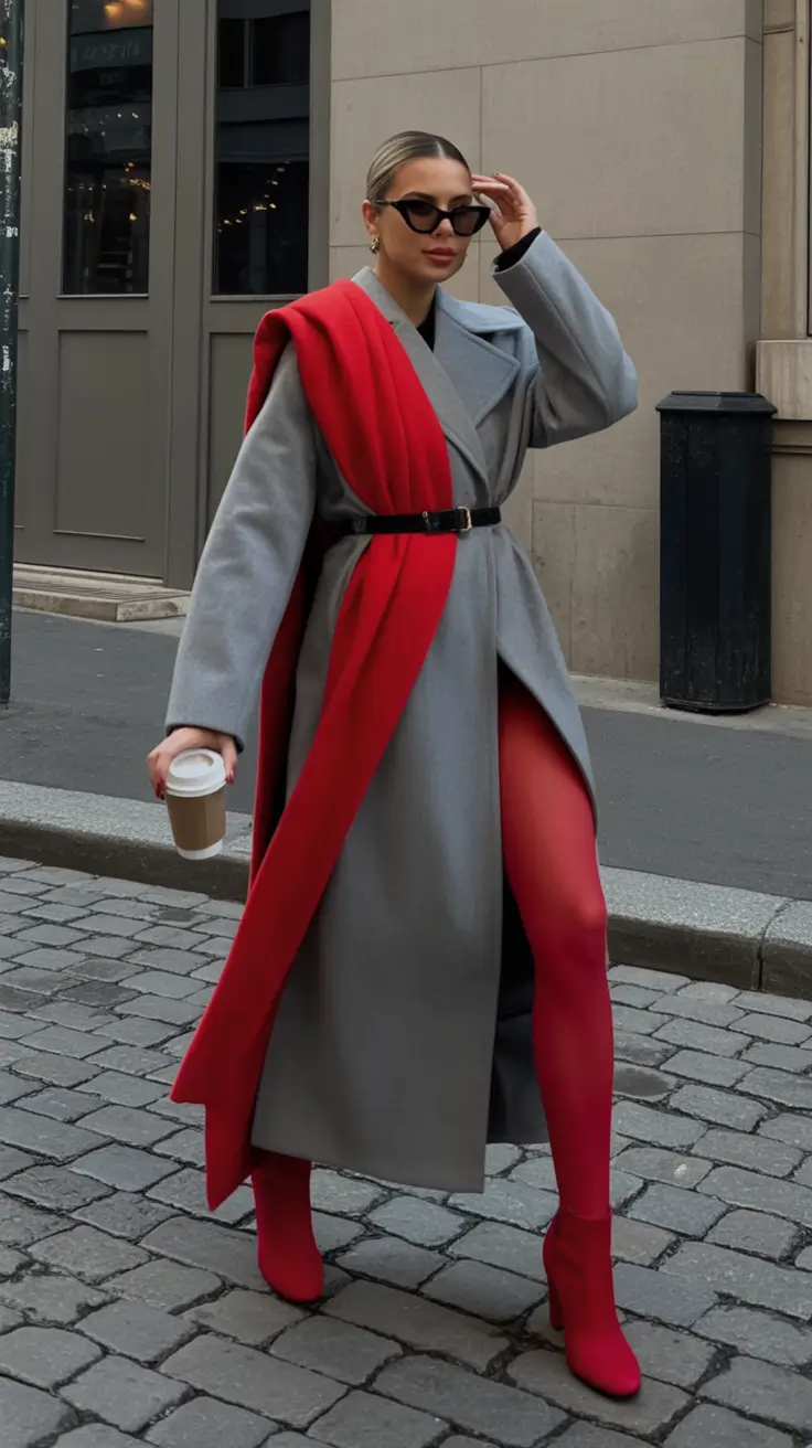 layering for fall outfits Parisian Power Play in Red and Grey