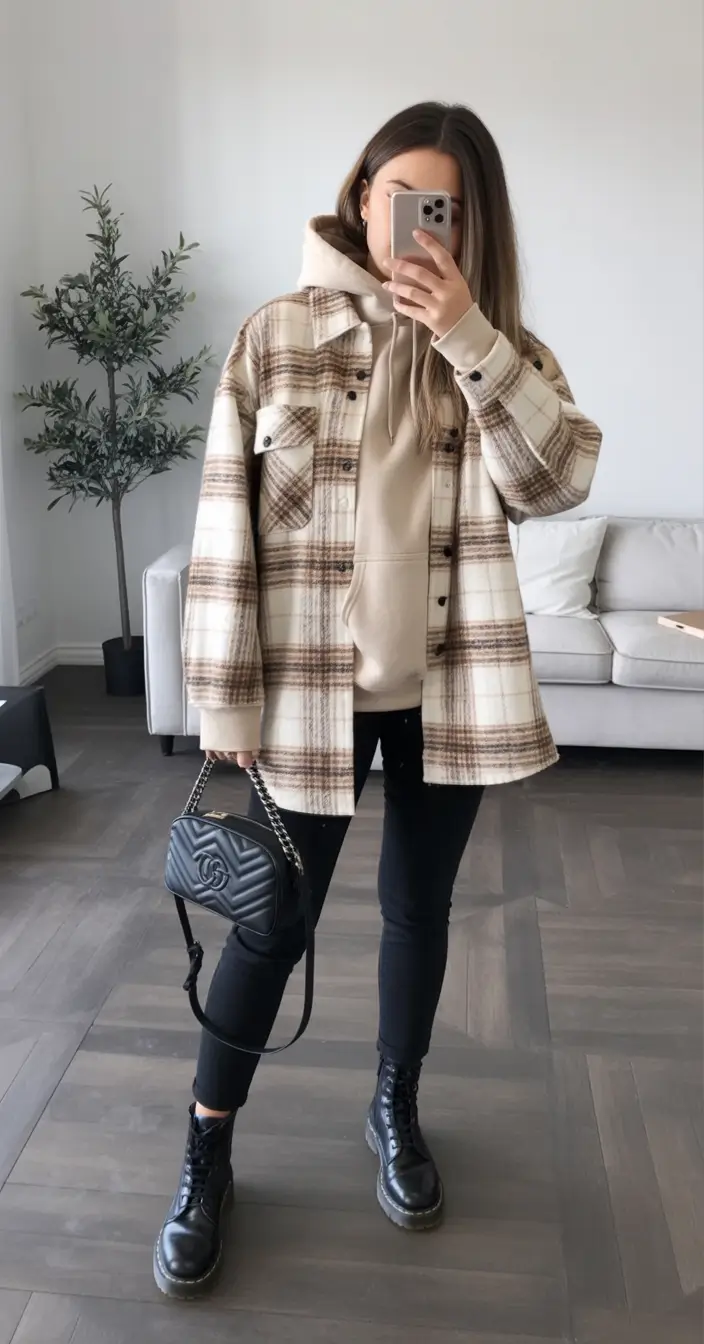 layering for fall outfits Neutral Layers and Shacket Love