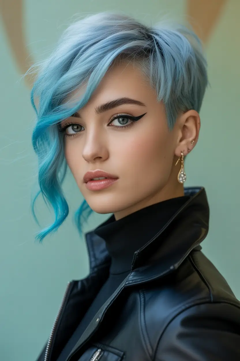 Fall pixie haircut Sky Blue Wave Pixie