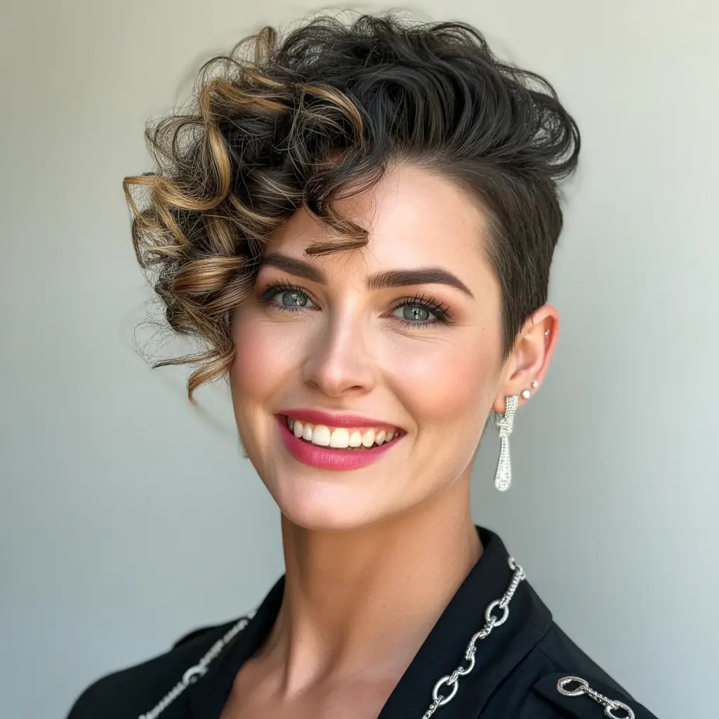 Fall pixie haircut Curl-Pop Side Sculpt