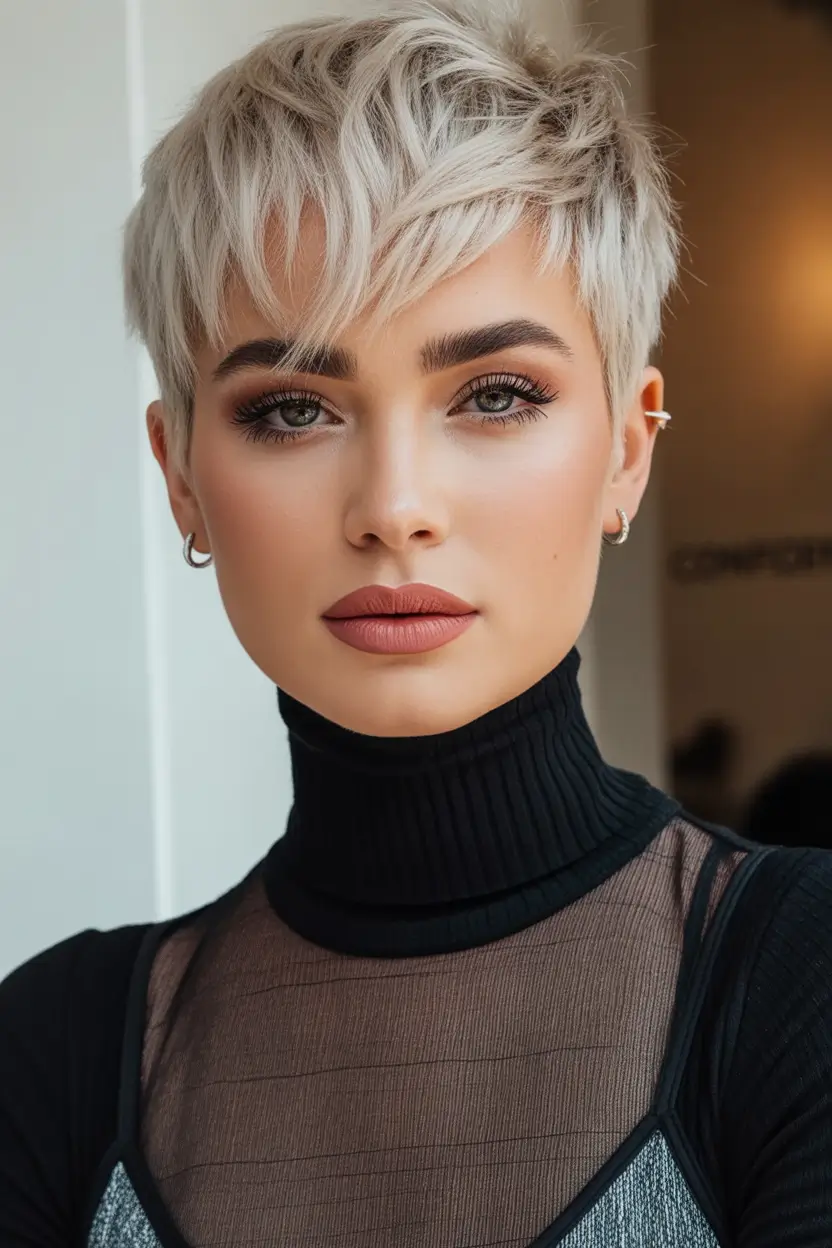 Fall pixie haircut Textured White Gold Crop