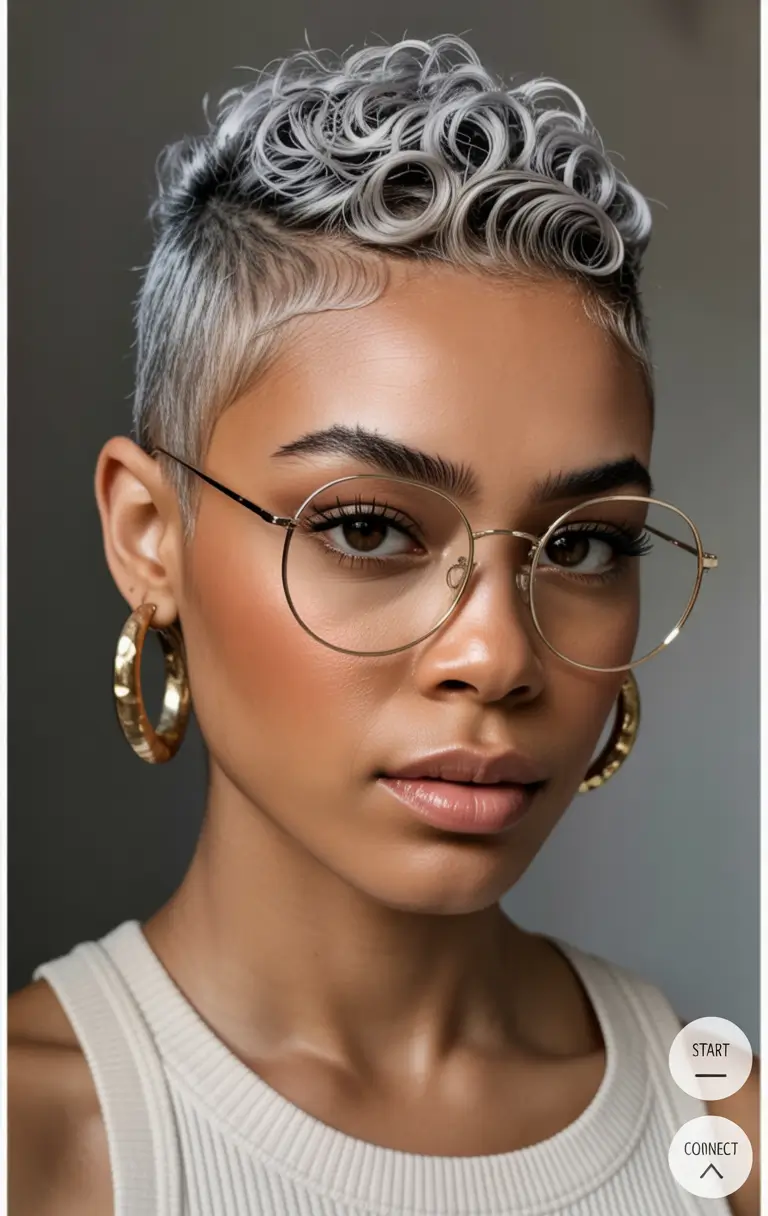 Fall pixie haircut Silver Spiral Fade