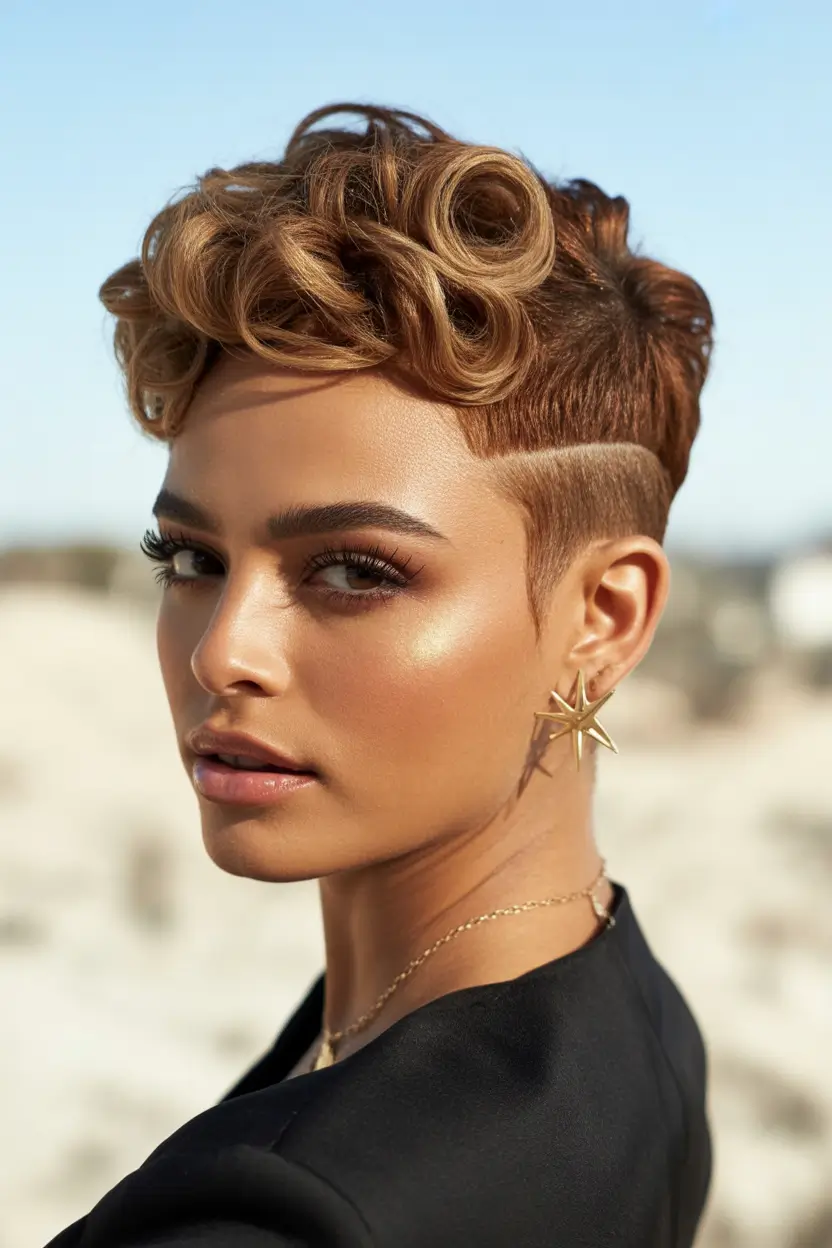 Fall pixie haircut Warm Mocha Glam Pixie